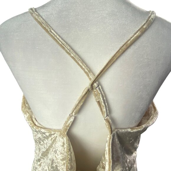 NWT R VIVIMOS Women Velvet V Neck Mini Dress Sz XL Cream Straps Sexy Party 60-12 - Picture 8 of 16